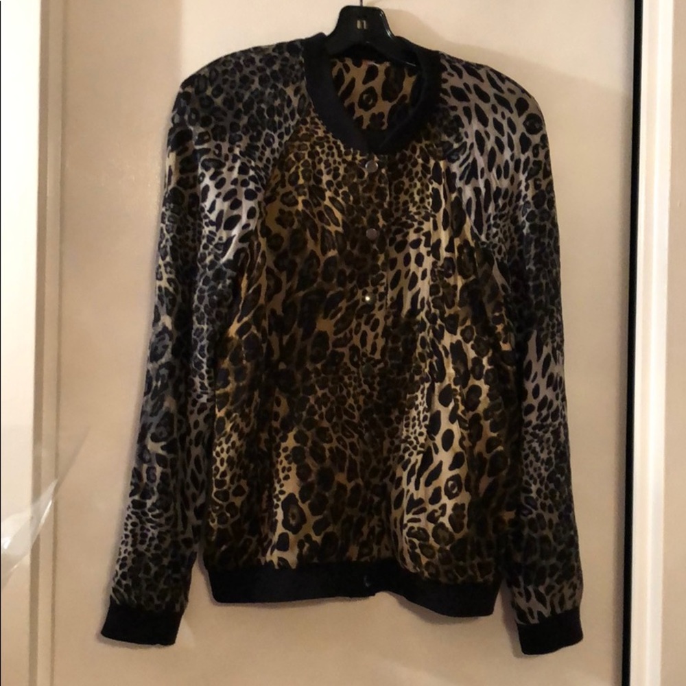 Free People Bomber Jacket Leopard Print Size Large